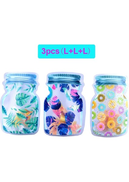 3 Adet L Tarzı Yeniden Kullanılabilir Mason Kavanoz Fermuarlı Çanta Fındık Şeker Kurabiye Çanta Su Geçirmez Mühür Taze Gıda Saklama Çantası Aperatif Sandviç Kilitli Çanta Gıda (Yurt Dışından)