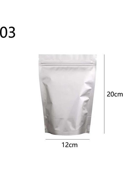 No.3 Tarzı 1 Adet Beyaz Alüminyum Folyo Isı Yalıtım Koku Geçirmez Çanta Mylar Gıda Vakum Torbaları Çay Folyo Kendinden Ayaklı Fermuarlı Çanta (Yurt Dışından)