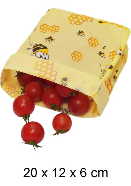 Bee S 20X12X6CM Stili Çevre Dostu Yeniden Kullanılabilir Balmumu Gıda Sargıları Çanta Gıda Taze Tutma Depolama Organik Sargı Sargı Sargısı Atıştırmalık Sargıları (Yurt Dışından)