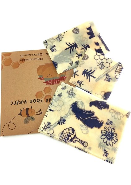 1257-L Stili 1 Paket Için 3 Adet Balmumu Gıda Sargısı Yeniden Kullanılabilir Çevre Dostu Gıda Sargısı Sıfır Atık Depolama Sargısı Sürdürülebilir Peynir Gıda Sargısı (Yurt Dışından) indirimleri