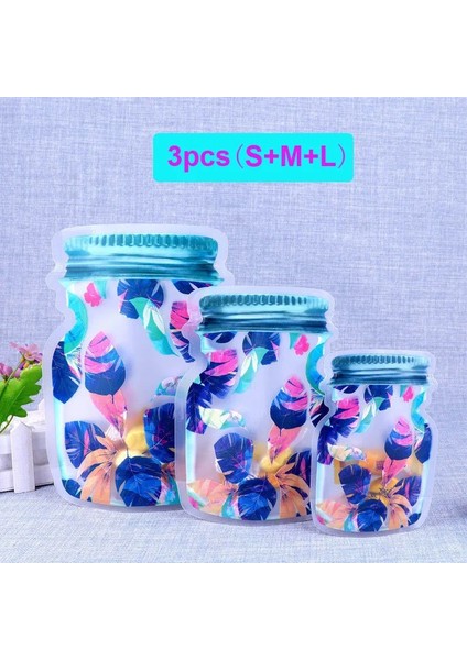 3 Adet Tüy Sml Stili Yeniden Kullanılabilir Mason Kavanoz Fermuarlı Çanta Fındık Şeker Kurabiye Çanta Su Geçirmez Mühür Taze Gıda Saklama Çantası Aperatif Sandviç Kilitli Çanta Gıda (Yurt Dışından)