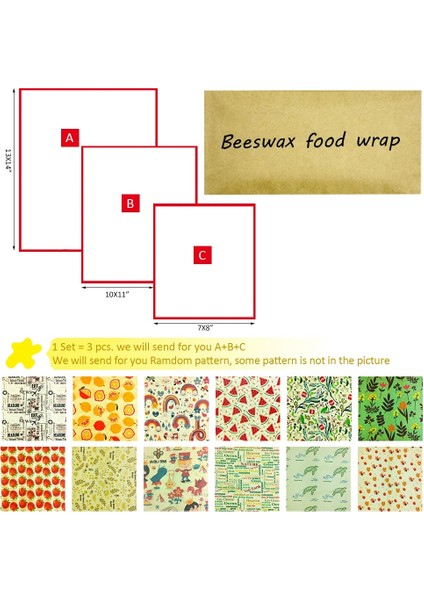 W Stili 1 Takım Için Sml Balmumu Yeniden Kullanılabilir Gıda Sargıları Sürdürülebilir Plastiksiz Gıda Depolama Organik Balmumu Sargısı Sandviç Için Sargı Sargısı Değiştirme (Yurt Dışından) fiyatları