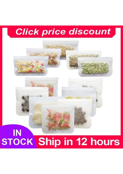 6 Adet Tarzı Gıda Taze Torbası Peva Saklama Çantası Sebze Meyve Kendinden Sızdırmazlık Sağlayan Taze Saklama Torbası Buzdolabı Dondurucu Torba Silikon Saklama Çantası (Yurt Dışından) fırsatları