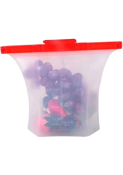 Kırmızı Stil Yeni Bir Adım Kilit Sızdırmaz Ayakta Silikon Çanta Konteynerler Sandviçler Sıvı Aperatif Meyve Yeniden Kullanılabilir Silikon Gıda Saklama Çantası (Yurt Dışından)