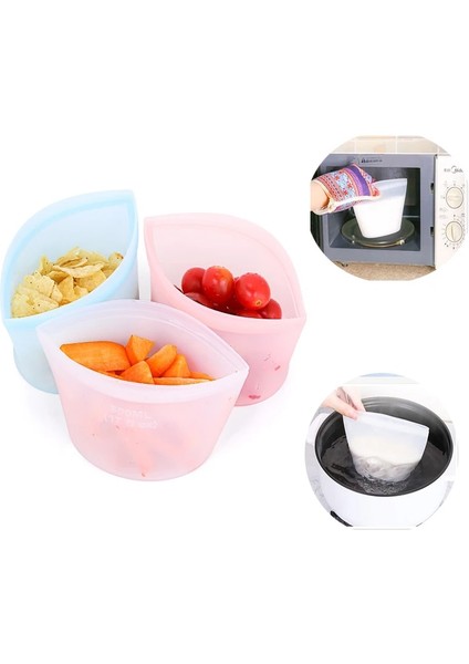 Mavi Stil 500ML 1000L 1500L Silikon Gıda Torbası Taze Tutmak Yeniden Kullanılabilir Meyve Sebze Mühürlü Çanta Sızdırmaz Gıda Süt Bardağı Kase Kilitli Çanta Mutfak Organizatör (Yurt Dışından) fiyatları