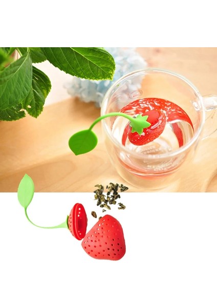 Wfgogo Silikon Çilek Tasarım Gevşek Çay Yaprağı Süzgeç Bitkisel Baharat Demlik Filtre Araçları Filtre Difüzör Süzgeçler 2 Adet (Yurt Dışından) modelleri