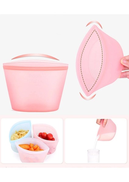 Mavi Stil 500ML 1000L 1500L Silikon Gıda Torbası Taze Tutmak Yeniden Kullanılabilir Meyve Sebze Mühürlü Çanta Sızdırmaz Gıda Süt Bardağı Kase Kilitli Çanta Mutfak Organizatör (Yurt Dışından) indirimleri