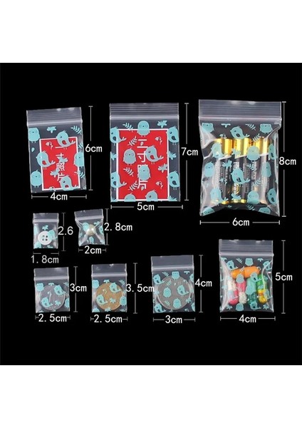 Stil 3 Stil 2,5 x 3 cm Mini Saklama Poşeti Kalınlık Takı Kilitli Zip Fermuarlı Kilit Yeniden Kapatılabilir Plastik Poli Şeffaf Çantalar (Yurt Dışından)