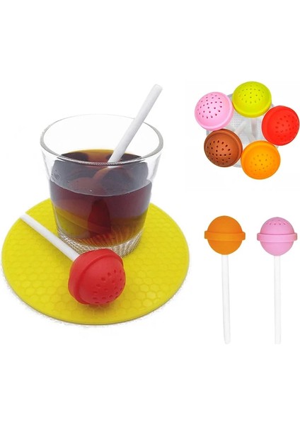 Yeşil Stil Andy Renk Lolipop Çay Makinesi Silikon Çay Seti Lolipop Gıda Sınıfı Çay Filtresi Mutfak Aleti (Yurt Dışından) modelleri