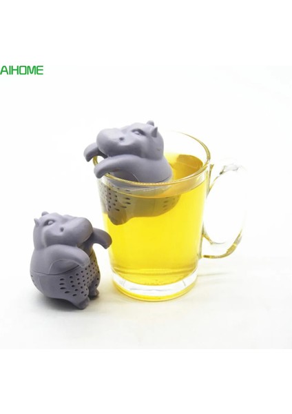 1 Adet Hippo Şekilli Çay Demlik Silikon Yeniden Kullanılabilir Çay Süzgeci Kahve Ot Filtresi Boş Çay Poşetleri Gevşek Yaprak Difüzör Aksesuarları (Yurt Dışından)