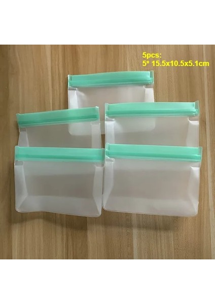 5 Adet 5s Tarzı 6 Adet Yeniden Kullanılabilir Gıda Saklama Torbaları Sızdırmaz Kilitli Aperatif Çanta Dondurucu Çanta Sebze Taze Çanta Buzdolabı Organizatör Mutfak Malzemeleri (Yurt Dışından)