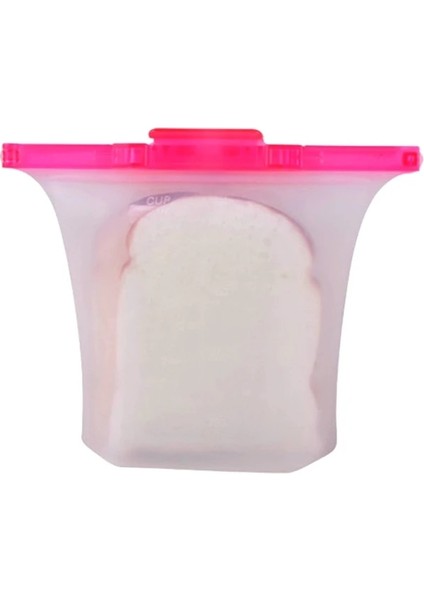 Pembe Tarzı Yeni Bir Adım Kilit Sızdırmaz Ayakta Silikon Çanta Konteynerler Sandviçler Sıvı Aperatif Meyve Yeniden Kullanılabilir Silikon Gıda Saklama Çantası (Yurt Dışından)