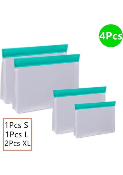 4 Adet Tarzı Gıda Saklama Silikon Çanta Peva Kilitli Çanta Stand Up Için Yeniden Kullanılabilir Öğle Yemeği Meyve Sızdırmaz Bardak Dondurucu Silikon Çanta Bardak Kase Çantaları (Yurt Dışından)