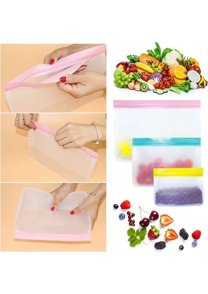 4 Adet Tarzı Gıda Saklama Silikon Çanta Peva Kilitli Çanta Stand Up Için Yeniden Kullanılabilir Öğle Yemeği Meyve Sızdırmaz Bardak Dondurucu Silikon Çanta Bardak Kase Çantaları (Yurt Dışından) fırsatları