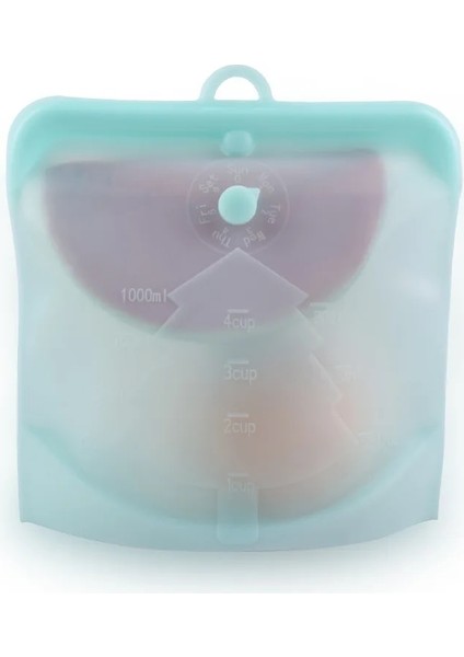 Mavi Stil 1000ML Silikon Yeniden Kullanılabilir Gıda Torbası L Sızdırmaz Konteynerler Yeniden Kullanılabilir Taze Torba Gıda Saklama Torbası Dondurucu Çanta Aperatif (Yurt Dışından)