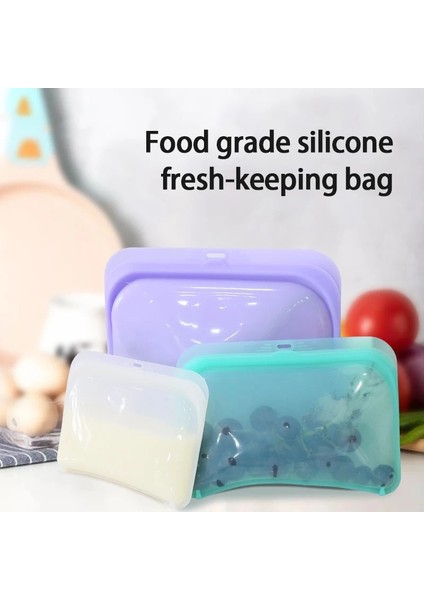 Şeffaf Stil M Beden 3 Adet Yeniden Kullanılabilir Silikon Gıda Saklama Mühür Torbası Sızdırmaz Konteyner Çevre Dostu Sandviç Torbası Toksik Olmayan Taze Sarma Kilitli (Yurt Dışından) fiyatları
