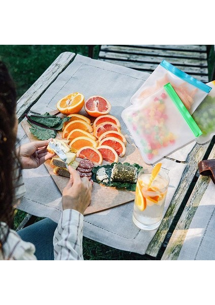 Sarı Stil 28X27CM 6 Renk Silikon Gıda Saklama Kapları Sızdırmaz Yeniden Kullanılabilir Kaplar Peva Gıda Saklama Çantası Fermuarlı Çanta Taze Cuzes (Yurt Dışından)