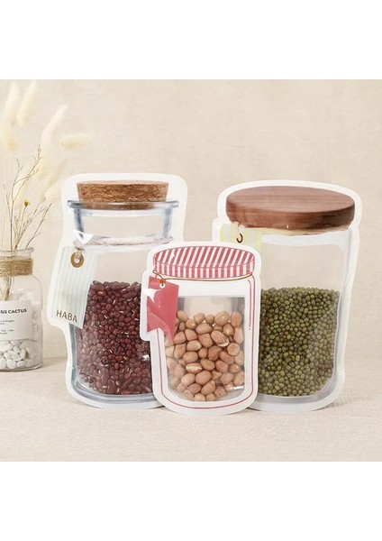 Bir Stil Yeniden Kullanılabilir Mason Kavanoz Şişe Şekli Çanta Kuruyemiş Şeker Kurabiye Çanta Su Geçirmez Mühür Taze Gıda Saklama Çantası Aperatifler Sandviç Kilitli Torbalar (Yurt Dışından) modelleri