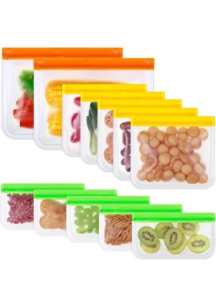 Mavi Stil 28X27CM Silikon Gıda Saklama Kapları Sızdırmaz Yeniden Kullanılabilir Kaplar Stand Up Zip Kapatma Torbası Taze Bardak Peva Gıda Saklama Çantası 6 Renk (Yurt Dışından)