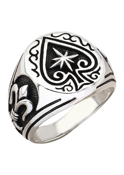 Erkek Yüzük Gümüş 925 Maça