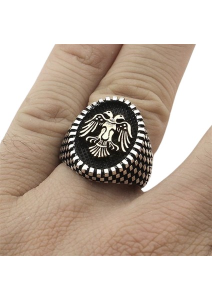 Erkek Yüzük Gümüş 925 Çift Başlı Kartal fiyatları