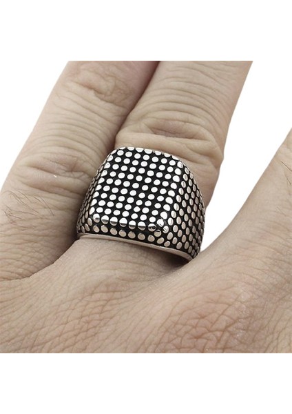 Erkek Yüzük Gümüş 925 Noktalı Tasarım Kare fiyatları