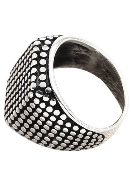 Erkek Yüzük Gümüş 925 Noktalı Tasarım Kare modelleri