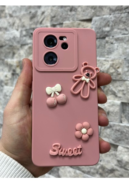 Xiaomi Mi 13T ve Mi 13T Pro Kılıf Ayıcık Sweet Teddy Emoji Kabartma Figür Neon Renkli Liquid Silikon