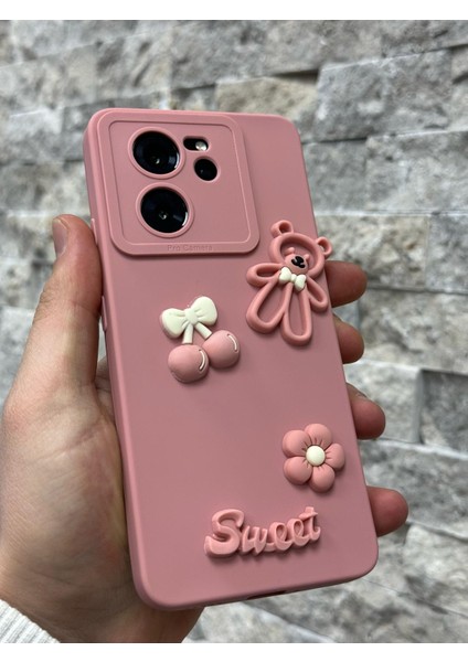 Xiaomi Mi 13T ve Mi 13T Pro Kılıf Ayıcık Sweet Teddy Emoji Kabartma Figür Neon Renkli Liquid Silikon