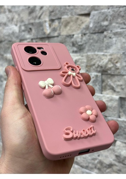 Xiaomi Mi 13T ve Mi 13T Pro Kılıf Ayıcık Sweet Teddy Emoji Kabartma Figür Neon Renkli Liquid Silikon