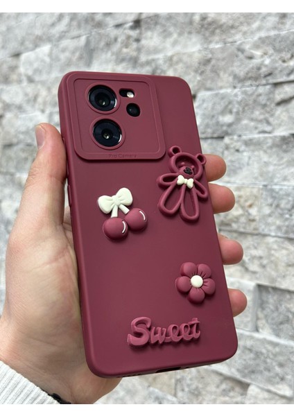 Xiaomi Mi 13T ve Mi 13T Pro Kılıf Ayıcık Sweet Teddy Emoji Kabartma Figür Neon Renkli Liquid Silikon