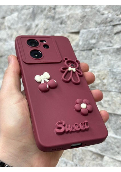 Xiaomi Mi 13T ve Mi 13T Pro Kılıf Ayıcık Sweet Teddy Emoji Kabartma Figür Neon Renkli Liquid Silikon