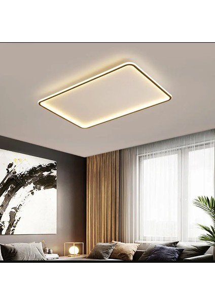 Beyaz 60 x 90 cm Dikdörtgen 4000k Işık Rengi,Kumandalı Led Tavan Lambası,Avize,Modern Aydınlatma, Dekoratif Işık