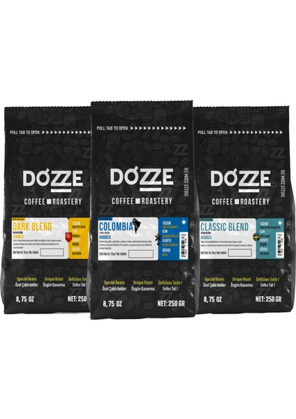Coffee And Roastery Kahve Tanışma Seti B 3x250 gr