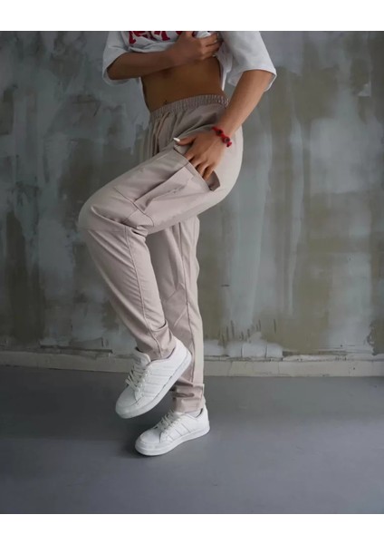 Jakar Kargo Cepli Eşofman Altı - Krem