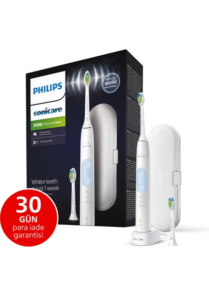 Sonicare Protective Clean 5100 Şarjlı Diş Fırçası, Seyahat Kabı,Yedek Başlık-Beyaz HX6859/29