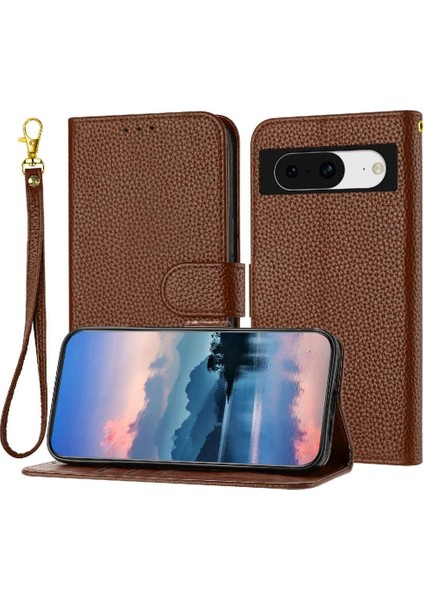 Google Piksel 8 Cüzdan Litch Desen Pu Deri Flip Folio Için Telefon Kılıfı (Yurt Dışından)