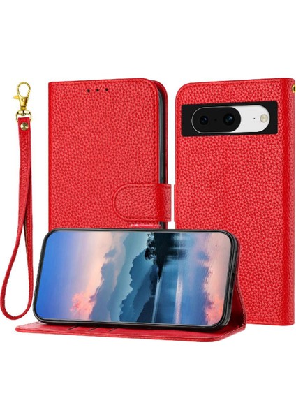 Google Piksel 8 Cüzdan Litch Desen Pu Deri Flip Folio Için Telefon Kılıfı (Yurt Dışından)