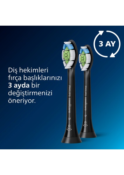 Sonicare Şarjlı Diş Fırçası 2'li Yedek Başlık - Siyah HX6062/13