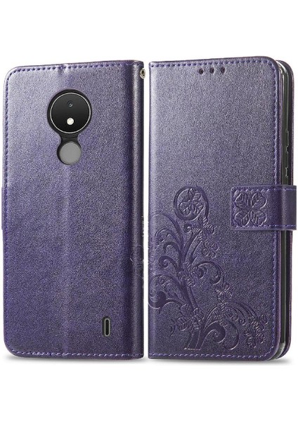Nokia C21 Için Zarif Iş Dört Yapraklı Yonca Flip Telefon Kılıfı (Yurt Dışından)