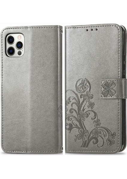 Iphone 12 Flip Dört Yapraklı Yonca Zarif Iş Kısa Telefon Kılıfı (Yurt Dışından)