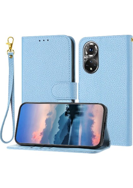 Onur 50 Pro Litchi Desen Kart Yuvaları Için Tutucu Cüzdan Pu Telefon Kılıfı (Yurt Dışından)