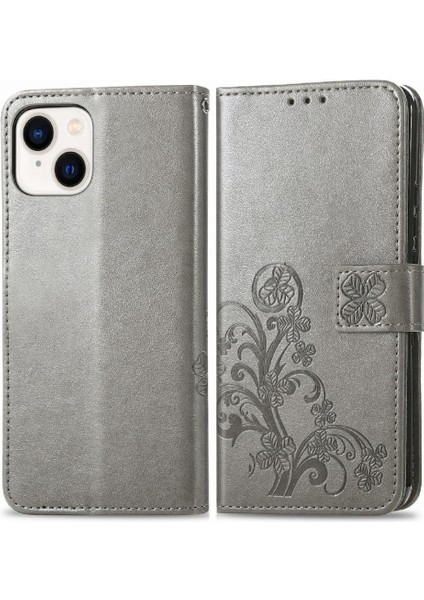 Iphone 15 Için Artı Flip Dört Yapraklı Yonca Deri Zarif Telefon Kılıfı (Yurt Dışından)