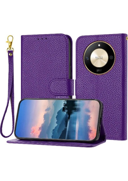 Onur X50 Için /X9B Cüzdan Litchi Desen Flip Folio Pu Deri Telefon Kılıfı (Yurt Dışından)