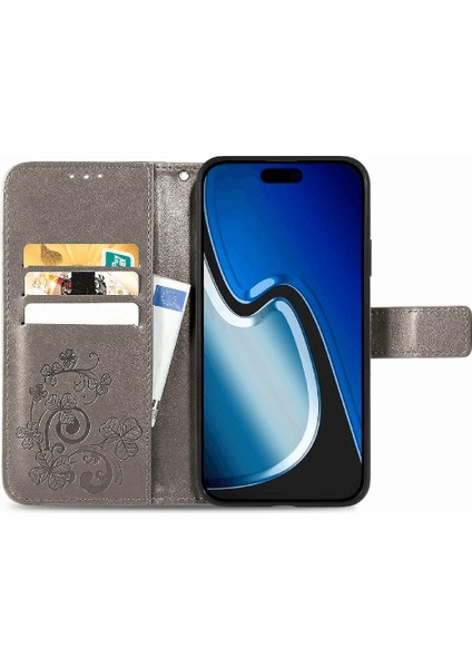 Iphone 15 Için Deri Zarif Iş Kısa Kayış Dört Yaprak Telefon Kılıfı (Yurt Dışından)