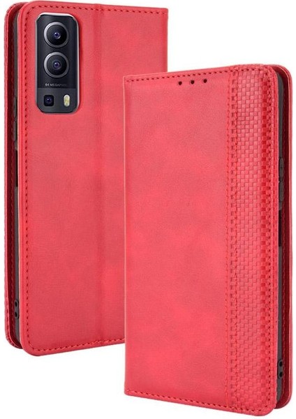 Vivo Y72 5g Manyetik Kapatma Pu Deri Cüzdan Için Telefon Kılıfı (Yurt Dışından)