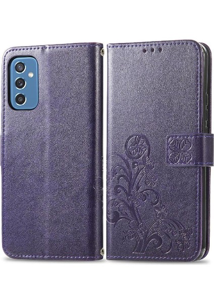Samsung Galaxy M52 5g Dört Yapraklı Yonca Deri Kısa Kayış Telefon Kılıfı (Yurt Dışından)