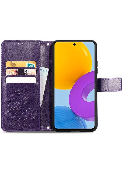 Samsung Galaxy M52 5g Dört Yapraklı Yonca Deri Kısa Kayış Telefon Kılıfı (Yurt Dışından) modelleri