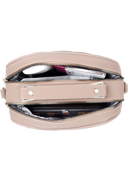 Kapitone Şık Bayan Çapraz El ve Omuz Çantası Vizon fırsatları