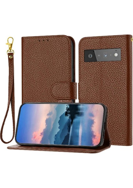 Google Piksel 6 Pro Litch Desen Kart Yuvaları Tutucu Cüzdan Için Telefon Kılıfı (Yurt Dışından)